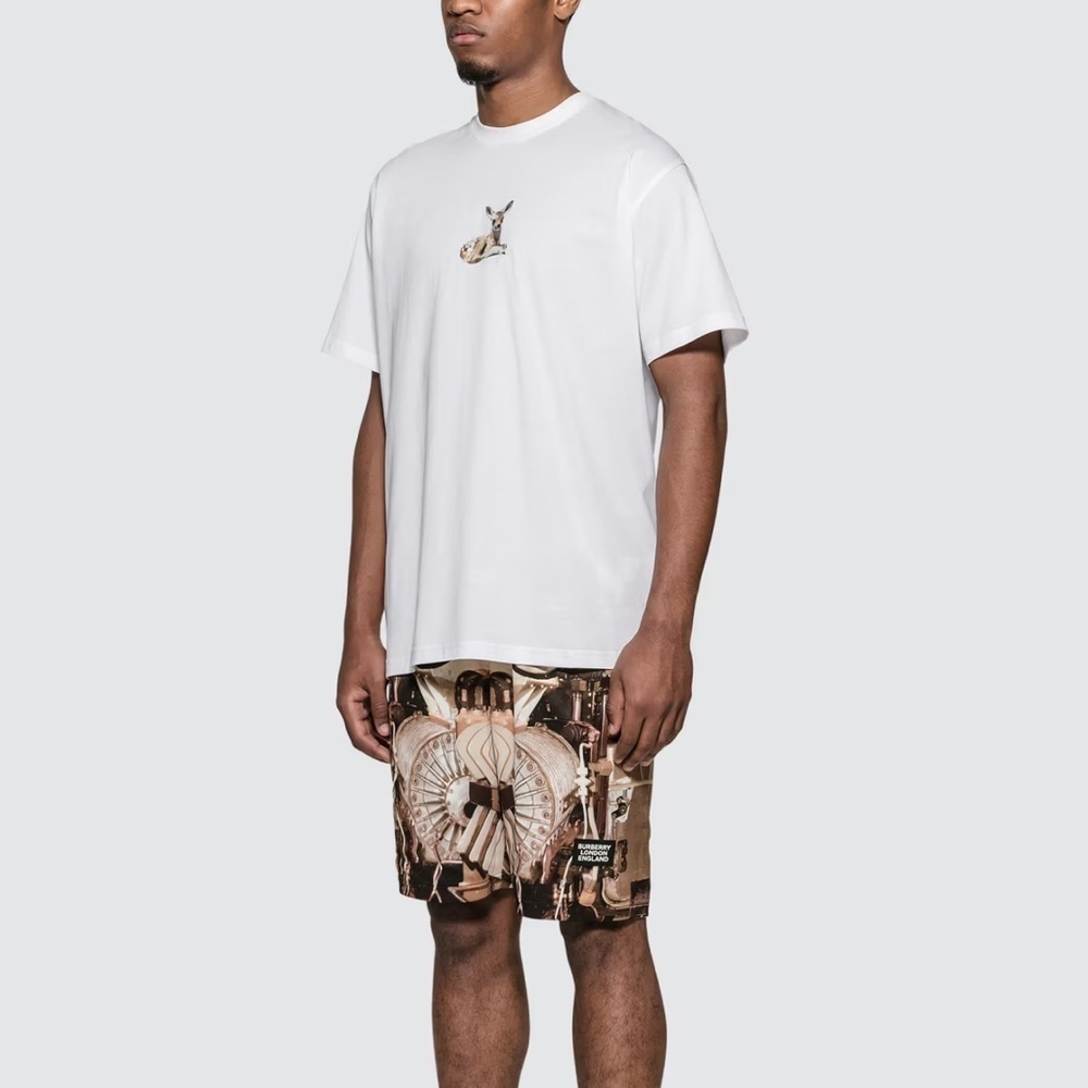 Burberry Deer Print Cotton T-Shirt